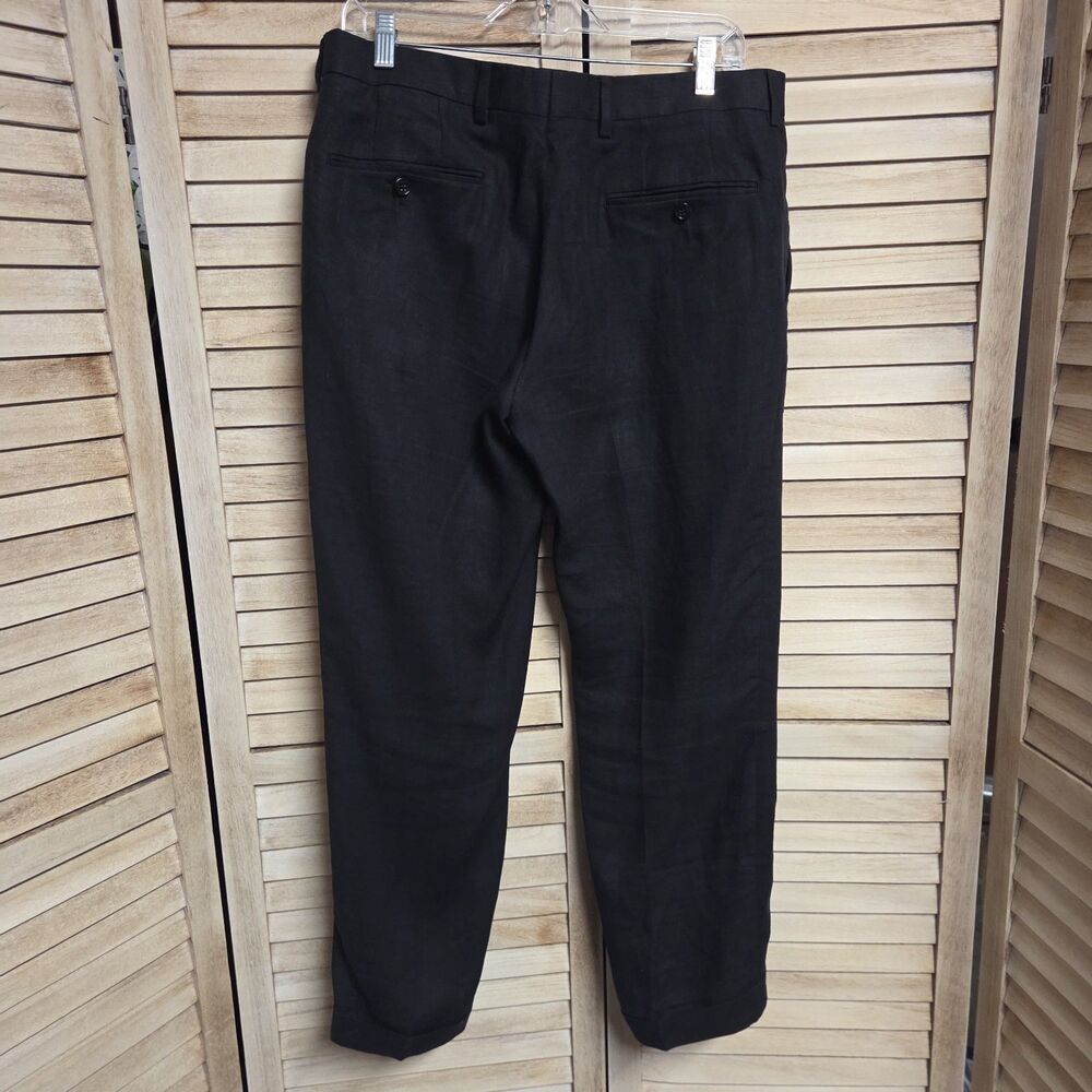RALPH LAUREN Black Label Mens 100% Linen Black Straight Leg Pants Black 32X37.5 - Picture 2 of 8